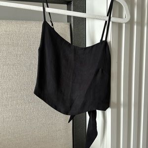 Zara black cropped tie top - S/M